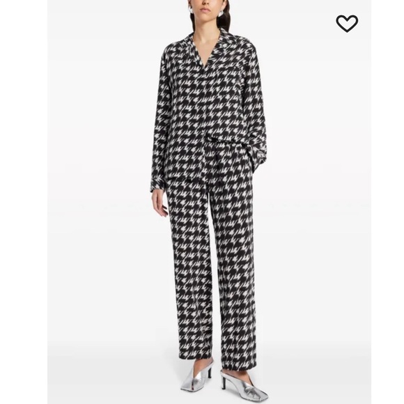 Anine Bing Aiden Mid-rise Wide Leg Trousers Houndstooth - Picture 3 of 7